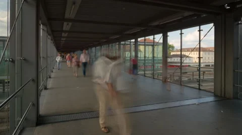 Timelapse Shot of moving people at Regenburg train station, 4K, 25 fps Stock Footage 40705672