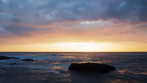 Timelapse Shot Of Seascape During Sunset Stock Footage 71315039