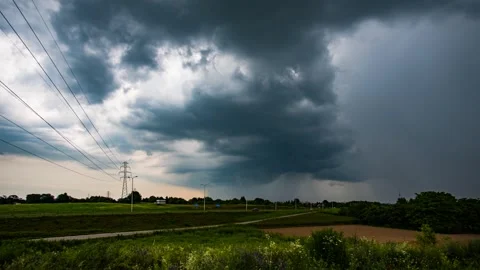 Timelapse showing approaching a storm and the heavy rainfall. Stock Footage 301427693