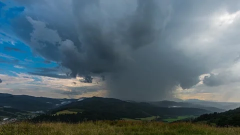 Timelapse showing approaching a storm cell in the mountains. Stock Footage 301426087