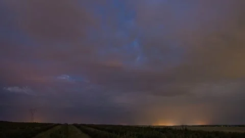 A timelapse showing an approaching thunderstorm with lightning. Stock Footage 301405497