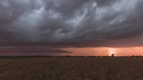 Timelapse showing an intense storm with lightning strikes Stock Footage 301424713