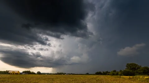 Timelapse showing an intense storm with lightning strikes Stock Footage 301425240