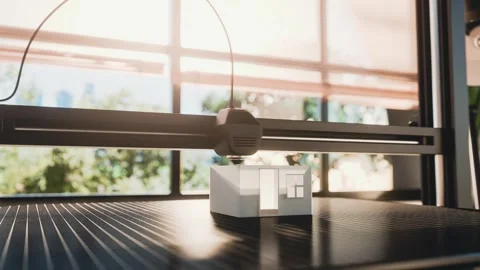 Timelapse showing the process of 3D printing a model house. Perfect for con.. Stock Footage 291726171