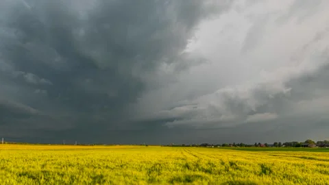 A timelapse showing a supercell storm with dynamically moving clouds. Stock Footage 301405656