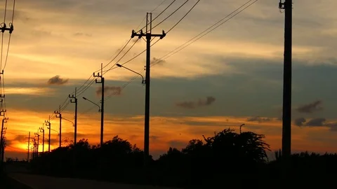 Timelapse silhouette pole and clouds moving Stock Footage 74549483