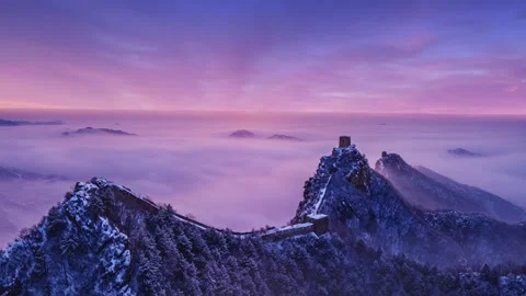 Timelapse of Simatai Great Wall in Winter Stock Footage 334343799
