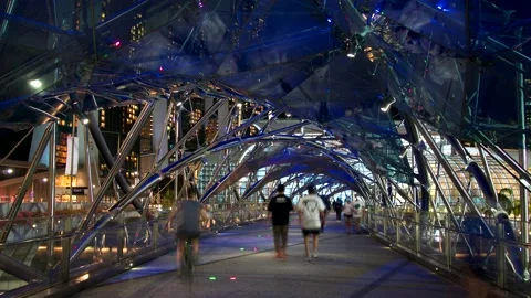 Timelapse of Singapore's Helix Bridge Stock Footage 165344751