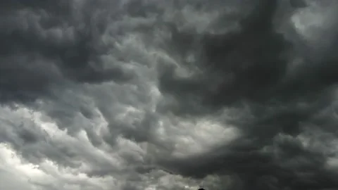 Timelapse Sky and black cloud. Dark grey storm clouds. Stock Footage 169031147