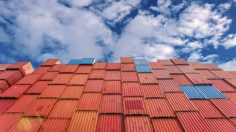 Timelapse sky and Container cargo at port terminal Industrial ship yard Logistic Stock-Footage 336269515