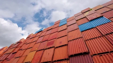 Timelapse sky and Container cargo at port terminal Industrial ship yard Logistic Stock-Footage 336269729