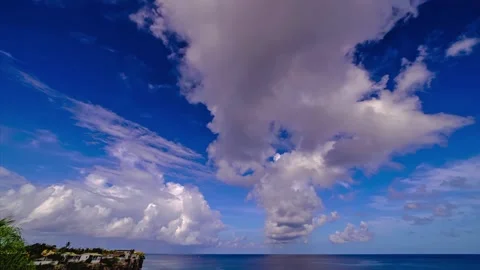 Timelapse sky cloud formation over coastal horizon Stock Footage 345292869