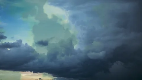 Timelapse sky clouds light leaks orange grunge blue heat waves warped Stock Footage 296636008