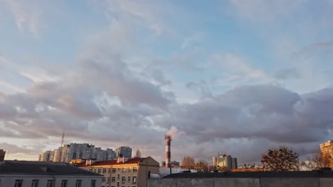 Timelapse sky clouds sunny azure Kyiv Ukraine clouds over city Stock Footage 209159165