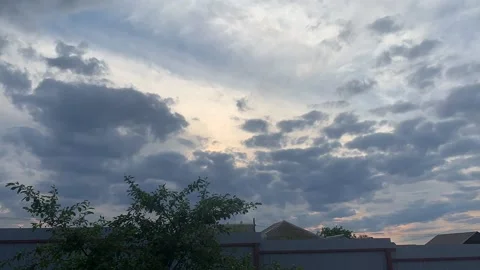Timelapse sky with huge clouds and tree with green leaves Stock Footage 152109058