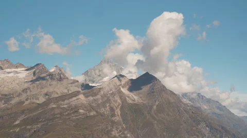 Timelapse Sky Moving view Top of Snow Mountain Gornergrat Zermatt Switzerland 库存影片 240899798