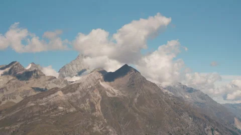 Timelapse Sky Moving view Top of Snow Mountain Gornergrat Zermatt Switzerland 库存影片 240900144