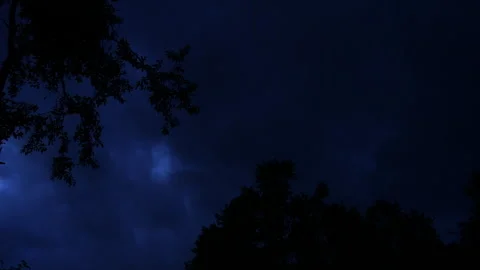 Timelapse of sky at night with clouds and trees Stock Footage 247044115