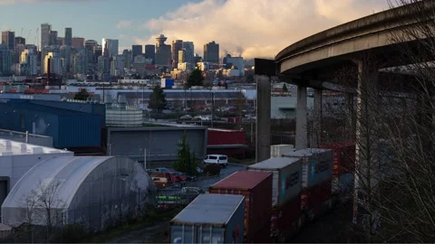 Timelapse of skyline and passing train Stock Footage 149383391