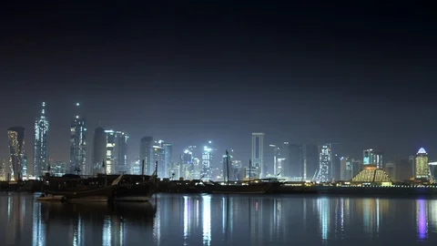 Timelapse Skyline Doha Stock Footage 127377747