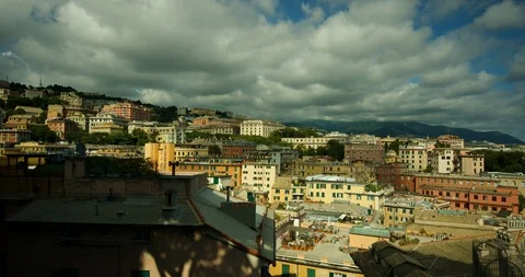Timelapse of skyline of Genoa, Italy Stock Footage 99106788