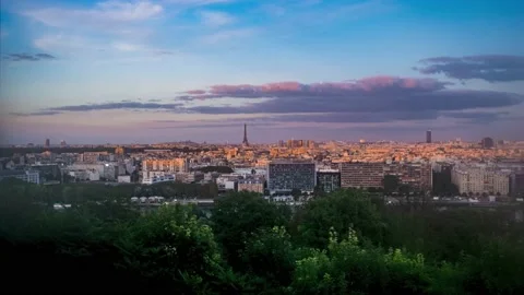 A TimeLapse of the skyline of Paris taken from Parc Saint Cloud Stock Footage