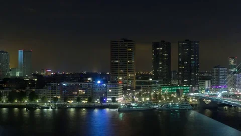 Timelapse of the skyline of Rotterdam Stock Footage