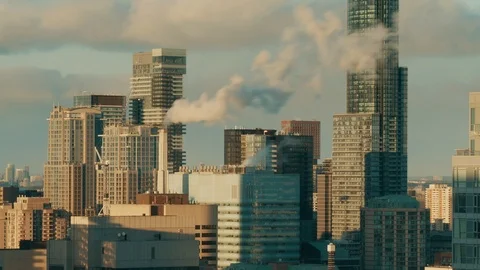 Timelapse Skyline Sunset smoke and clouds Stock Footage 101406790