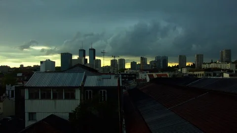 Timelapse on a skyline with thunder Stock Footage 76215567