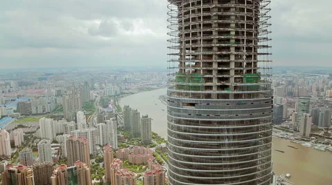 Timelapse of skyscraper Under Construction and cityscape of Shanghai ,  China Stock Footage 40516394