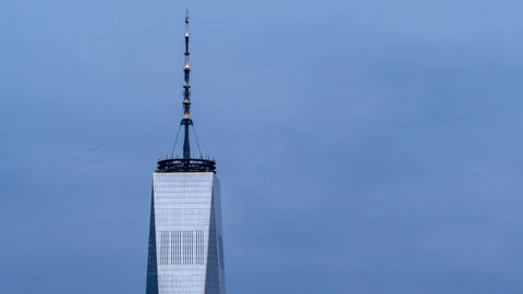 Timelapse of skyscraper World Trade Centre in Manhattan, New York city. Stock Footage 237073392