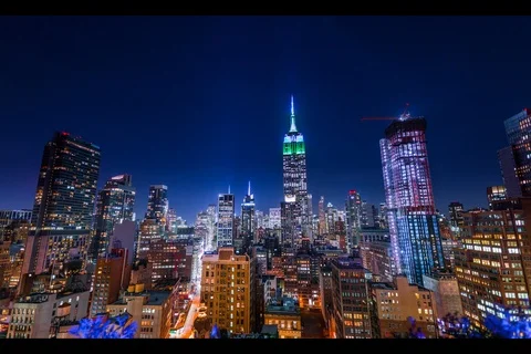 TIMELAPSE Skyscrapers, facign Empire State Building Stock Footage 123048281
