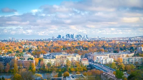 Timelapse for skyscrapers of Paris business district La Defense Stock Footage