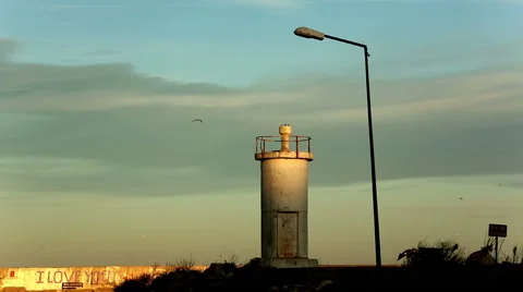 Timelapse of small lighthouse and street lamp Stock Footage 55206951