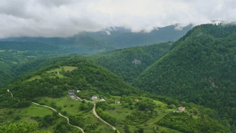 Timelapse of Small Mountain Village in Cloudy Day Stock-Footage 156405795