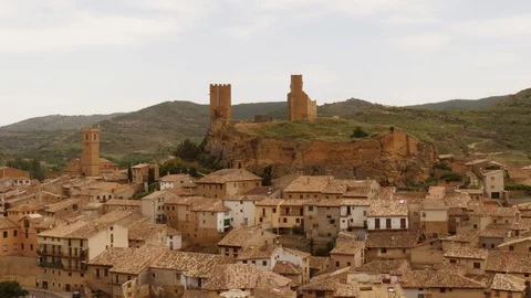 Timelapse of a small Spanish Village (Dos Castillos) medium shot Stock Footage 98190232