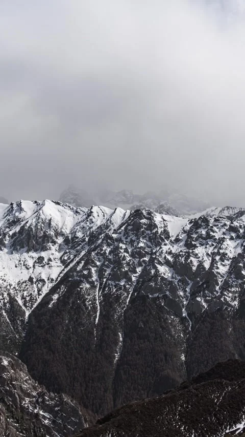 Timelapse of Snow-Capped Mountains in Qizang Valley, Sichuan Stock Footage 346168045