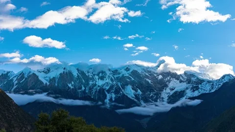 Timelapse of Snow-Covered Mountains in 4K Resolution Stock Footage 257748314