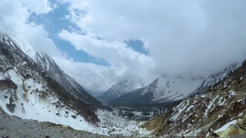 Timelapse Of Snow Covered Mountains In  North Sikkim India Stock Footage 153353653