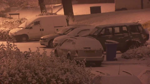 Timelapse of snow covered vehicles Stock Footage 1106869