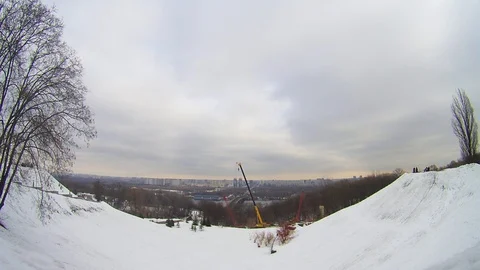 Timelapse of snow slides in Kiev Stock Footage 103057992