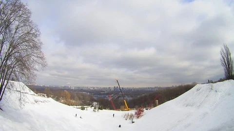 Timelapse of snow slides in Kiev Stock Footage 103058067