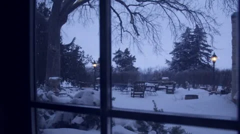 Timelapse Snow Window-Evening Stock Footage 22009368