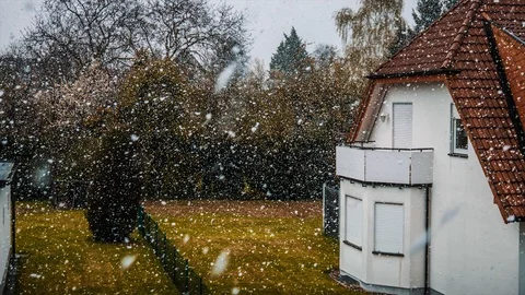 Timelapse Snowstorm Small Town Stock Footage 106410536