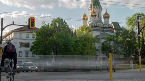 Timelapse in Sofia Bulgaria downtown Vídeos de archivo 272201204
