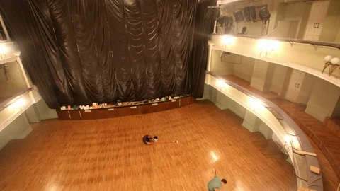 Timelapse of spectator seats installing in classic theater Stock Footage 205612912