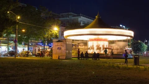 Timelapse of Spinning Carousel at a Fair Video stock 78841317