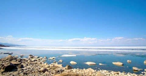 Timelapse, Spring has come to lake Baikal Stock Footage 82303695