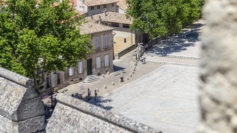 Timelapse of square in front of Palace of the Popes, Palais des Papes, Avignon Stock Footage 100876671