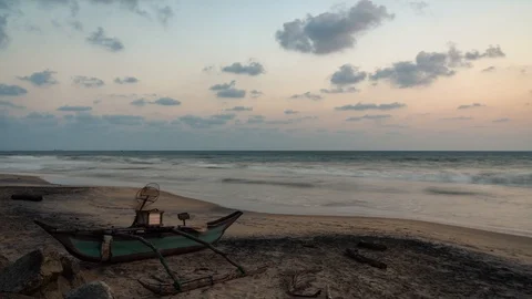 Timelapse of sri lanka beach with cloudy sky at sunset Stock Footage 107893118